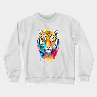 Tiger Wild Nature Animal Colors Paint Crewneck Sweatshirt